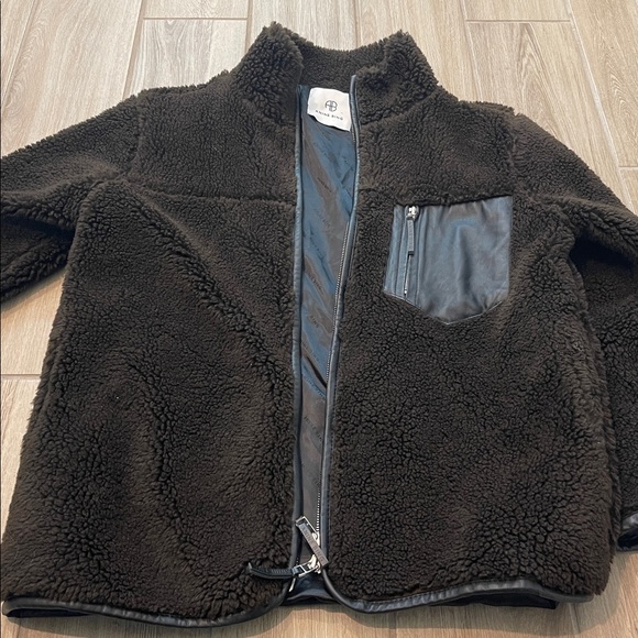 Anine Bing Ryder Full Zip Sherpa Teddy Brown Oversized Jacket Sz XS - Picture 6 of 14